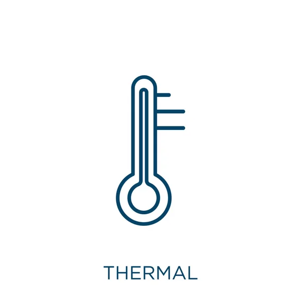 Θερμικό Εικονίδιο Λεπτό Γραμμικό Θερμικό Περίγραμμα Που Απομονώνεται Λευκό Φόντο — Διανυσματικό Αρχείο