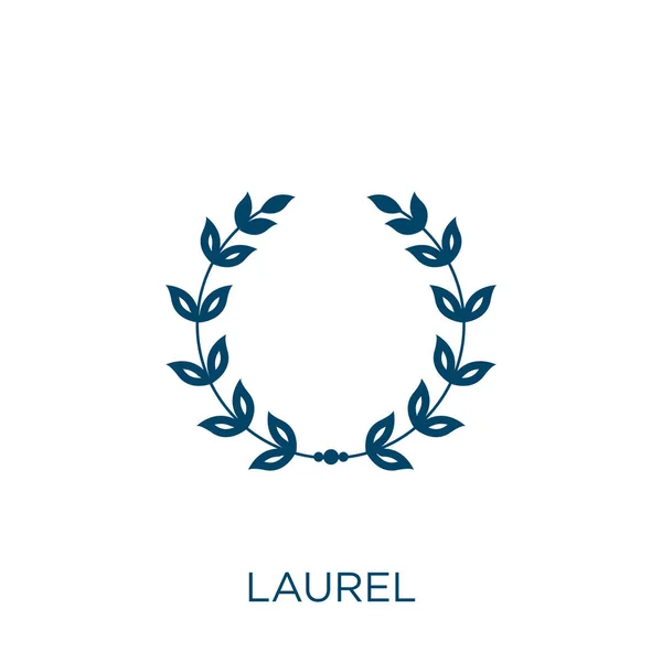 Icône Laurier Icône Contour Laurier Linéaire Mince Isolé Sur Fond — Image vectorielle