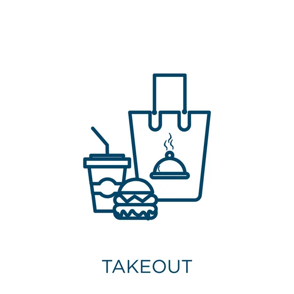 Takeout Icon Thin Linear Takeout Outline Icon Isolated White Background — Stock Vector