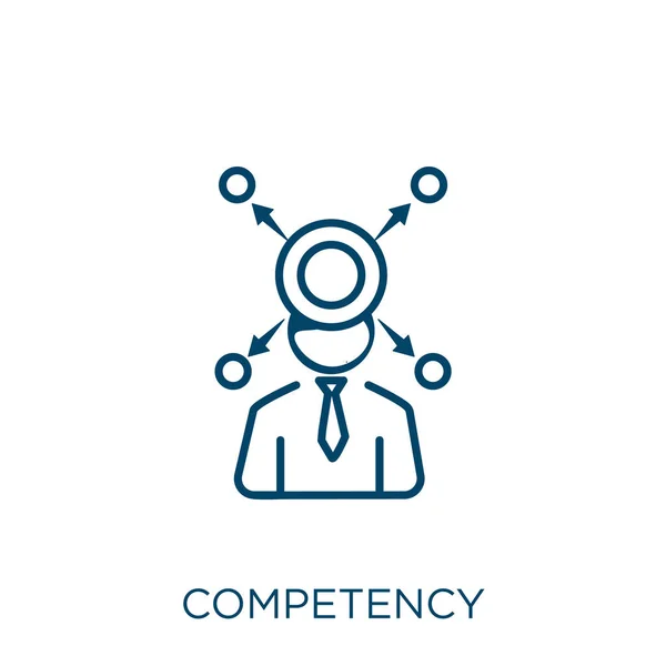 Competency Icon Thin Linear Competency Outline Icon Isolated White Background — Stock Vector