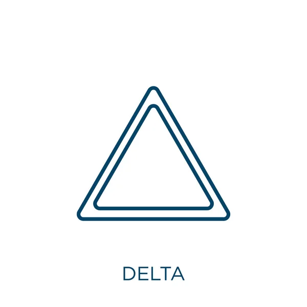 Delta Ikon Vékony Lineáris Delta Vázlat Ikon Elszigetelt Fehér Alapon — Stock Vector