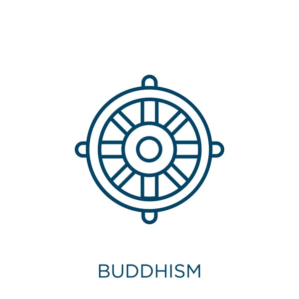 Icône Bouddhisme Bouddhisme Linéaire Mince Icône Contour Isolé Sur Fond — Image vectorielle