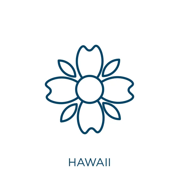 ハワイのアイコン 白い背景に孤立した細い線状のハワイアウトラインアイコン ラインベクトルハワイサイン ウェブとモバイル用のシンボル — ストックベクタ