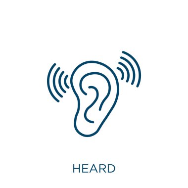 İkonun sesini duydum. Beyaz arkaplanda izole edilmiş ince doğrusal ana hat simgesi. Satır vektörü işareti, ağ ve mobil sembolü