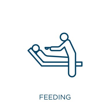 Besleme ikonu. Beyaz arkaplanda izole edilmiş ince doğrusal beslenme ana hatları simgesi. Çizgi vektör besleme işareti, ağ ve mobil sembolü