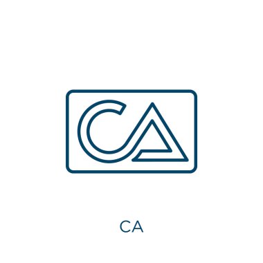 Ka simgesi. Beyaz arkaplanda izole edilmiş ince doğrusal ca ana hatları simgesi. Çizgi vektör işareti, ağ ve mobil sembolü