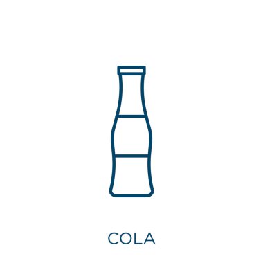 Kola ikonu. Beyaz arkaplanda izole edilmiş ince doğrusal kola ana hatları simgesi. Çizgi vektör kola işareti, ağ ve mobil sembolü