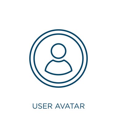 kullanıcı avatar simgesi. Beyaz arkaplanda izole edilmiş ince doğrusal kullanıcı avatar ana hatları simgesi. Çizgi vektör avatar işareti, ağ ve mobil için sembol