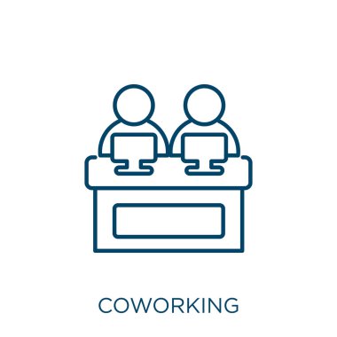 ortak çalışma simgesi. Beyaz arkaplanda izole edilmiş ince doğrusal eşzamanlı taslak simgesi. Çizgi vektör eşçalışma işareti, ağ ve mobil sembolü