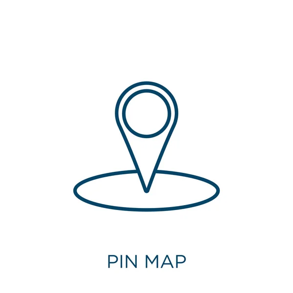 Pin Map Symbol Dünnes Lineares Pin Map Umrisssymbol Isoliert Auf — Stockvektor