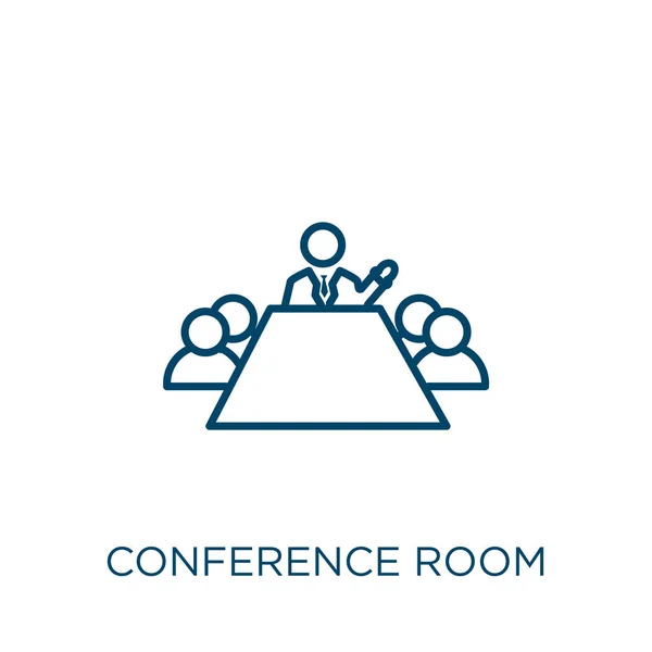 Konferans Odası Ikonu Nce Doğrusal Konferans Odası Ana Hatları Beyaz — Stok Vektör