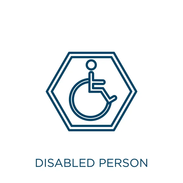Icône Personne Handicapée Mince Icône Contour Linéaire Personne Handicapée Isolé — Image vectorielle