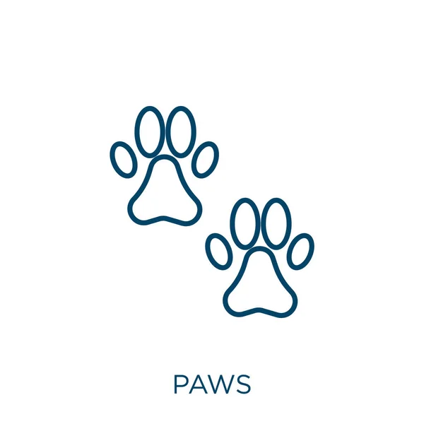 Paws Icon Thin Linear Paws Outline Icon Isolated White Background — Stock Vector