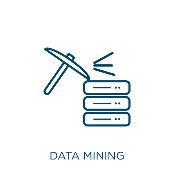 Datamining Pictogram Dunne Lineaire Data Mining Outline Icoon Geïsoleerd Witte — Stockvector