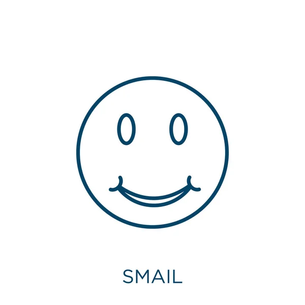 笑顔のアイコン 白い背景に孤立した細い線状のスミアアウトラインアイコン ラインベクトルの笑顔のサイン ウェブとモバイル用のシンボル — ストックベクタ