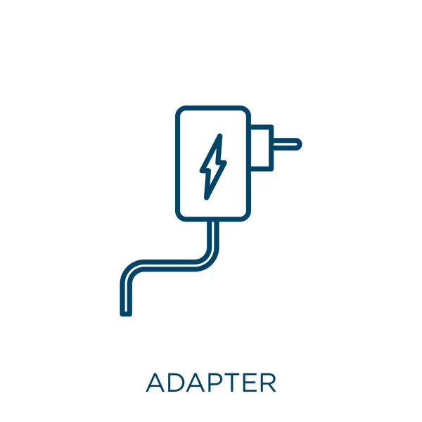 Ikona Adaptera Cienki Liniowy Kontur Adaptera Ikona Izolowana Białym Tle — Wektor stockowy