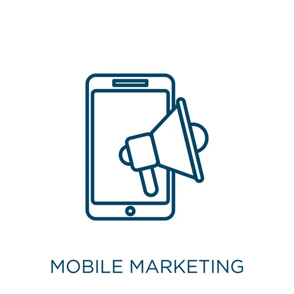 Mobile Marketing Ikone Thin Lineare Mobile Marketing Umriss Symbol Isoliert — Stockvektor