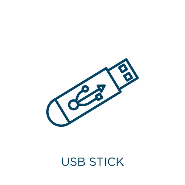 Ícone Stick Usb Magro Linear Usb Stick Contorno Ícone Isolado — Vetor de Stock