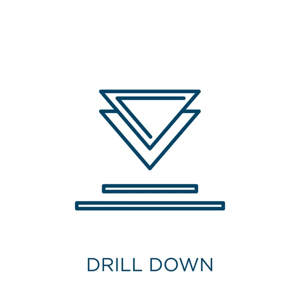 Drill Symbol Dünnes Lineares Umrisssymbol Isoliert Auf Weißem Hintergrund Linienvektorbohrschild — Stockvektor