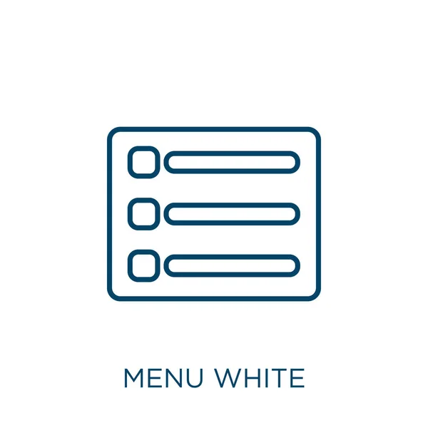 Icône Blanche Menu Menu Linéaire Mince Icône Contour Blanc Isolé — Image vectorielle