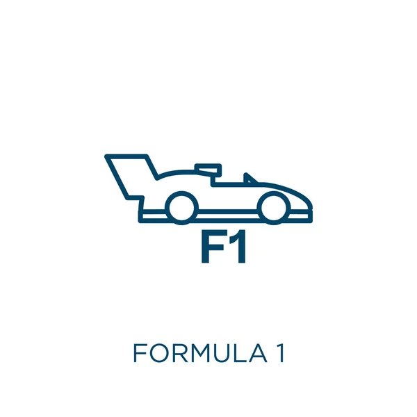 Formül 1 simgesi. İnce doğrusal formula _ 1 taslak simgesi beyaz arkaplanda izole edildi. Çizgi vektörü formula _ 1 işareti, ağ ve mobil sembolü