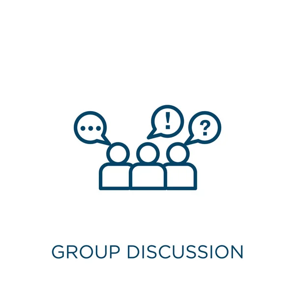 Ikona Dyskusji Grupowej Cienkie Liniowe Dyskusje Grupowe Zarys Ikony Izolowane — Wektor stockowy