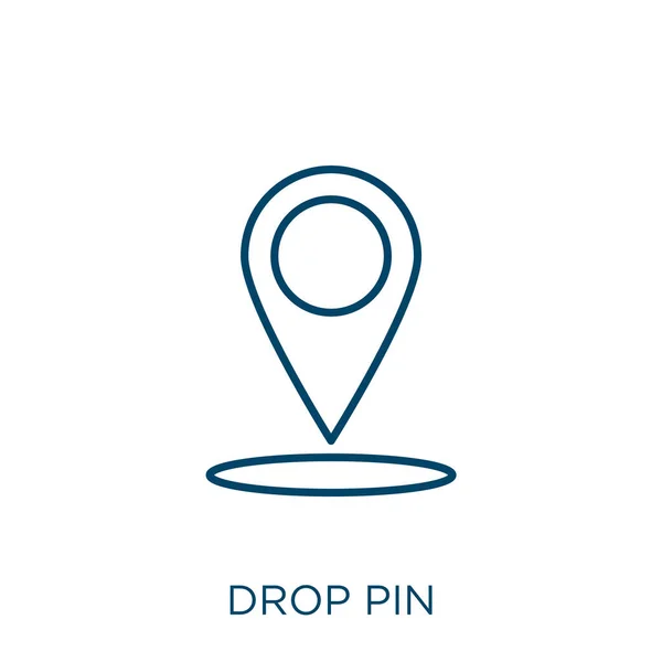 Drop Pin Symbol Dünnes Lineares Pin Outline Symbol Isoliert Auf — Stockvektor