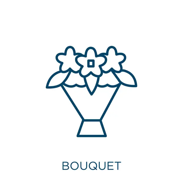 Icône Bouquet Bouquet Linéaire Mince Icône Contour Isolé Sur Fond — Image vectorielle
