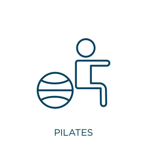 Ícone Pilates Pilates Lineares Finos Delinear Ícone Isolado Fundo Branco — Vetor de Stock