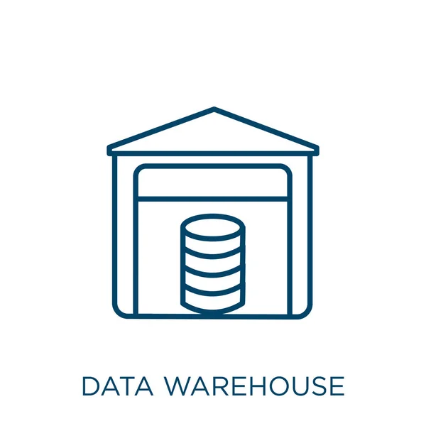 Pictogram Datawarehouse Dunne Lineaire Data Warehouse Outline Icoon Geïsoleerd Witte — Stockvector