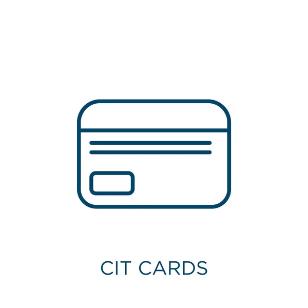 Ikona Kreditních Karet Tenké Lineární Kreditní Karty Obrys Ikony Izolované — Stockový vektor
