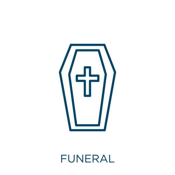 Icono Del Funeral Icono Contorno Funerario Lineal Delgado Aislado Sobre — Vector de stock