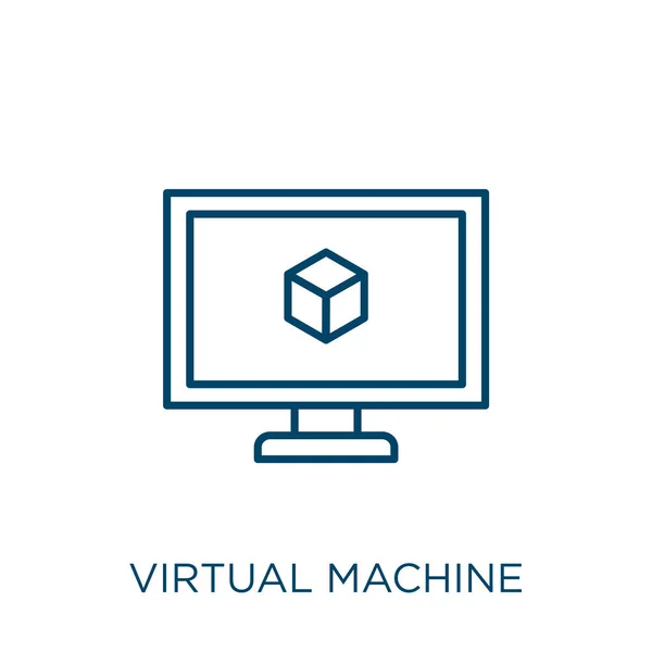 Ikone Virtueller Maschine Thin Lineare Virtuelle Maschine Umriss Symbol Isoliert — Stockvektor