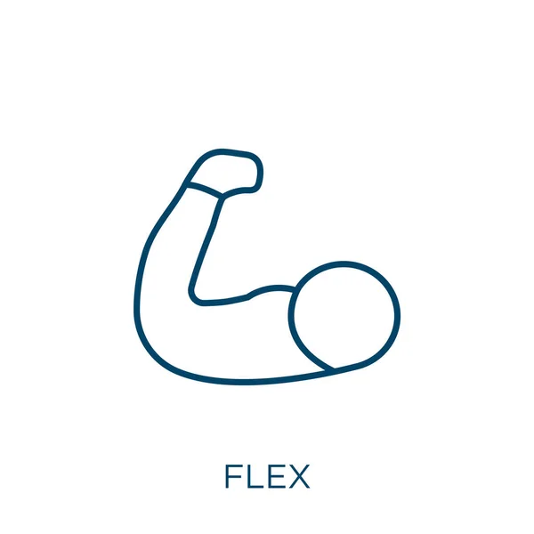 フレックスアイコン 白い背景に孤立した細い線形フレックスアウトラインアイコン ラインベクトルフレックスサイン ウェブとモバイルのシンボル — ストックベクタ