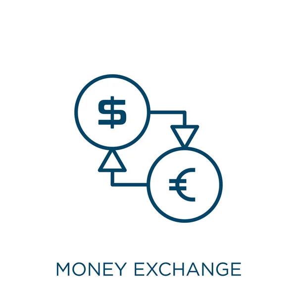 Geldwechsel Symbol Dünnes Lineares Umrisssymbol Für Den Geldwechsel Auf Weißem — Stockvektor