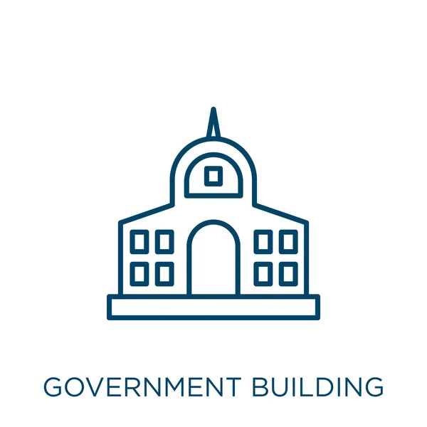 Icône Bâtiment Gouvernemental Mince Icône Contour Linéaire Bâtiment Gouvernemental Isolé — Image vectorielle