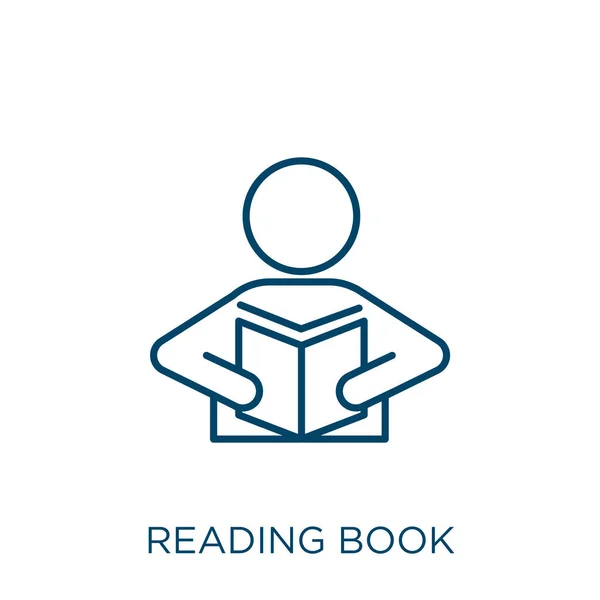 Könyv Ikon Olvasása Vékony Lineáris Olvasás Könyv Vázlat Ikon Elszigetelt — Stock Vector