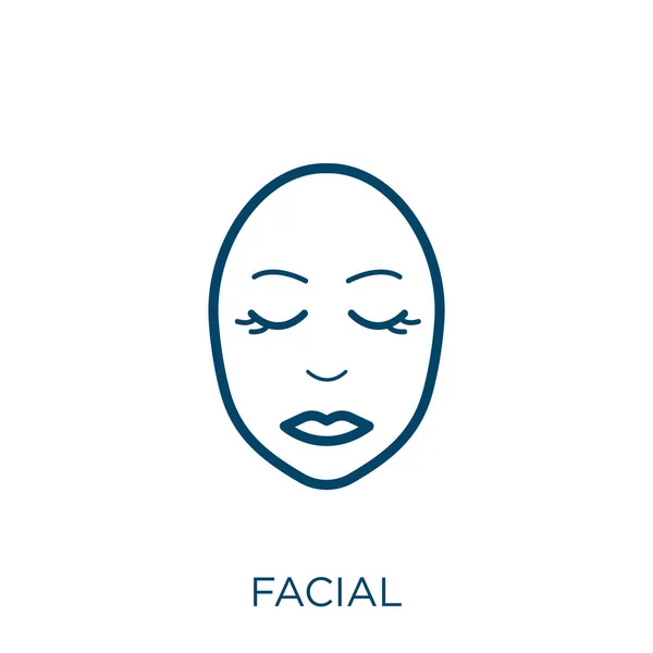 Facial Icon Thin Linear Facial Outline Icon Isolated White Background — Stock Vector