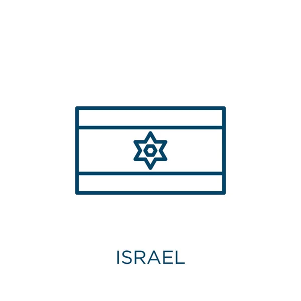 Ikona Izraelska Cienki Liniowy Zarys Ikony Izraelskiej Izolowany Białym Tle — Wektor stockowy