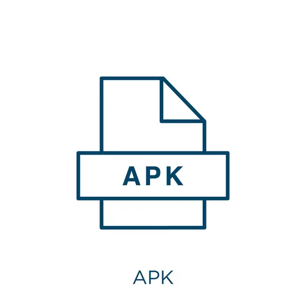 Иконка Apk Тонкий Линейный Значок Контура Apk Изолирован Белом Фоне — стоковый вектор