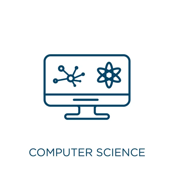 Ikonen För Datavetenskap Tunn Linjär Datavetenskap Kontur Ikon Isolerad Vit — Stock vektor