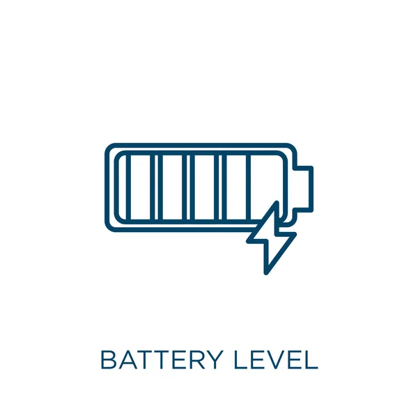 Ikona Poziomu Baterii Cienki Liniowy Kontur Poziomu Baterii Białym Tle — Wektor stockowy