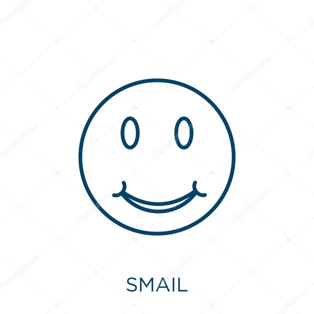 smail icon. Thin linear smail outline icon isolated on white background. Line vector smail sign, symbol for web and mobile