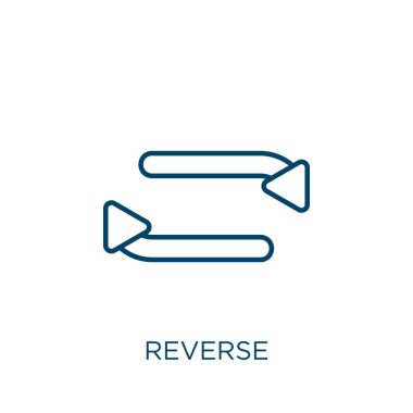 Tersine simge. Beyaz arkaplanda izole edilmiş ince doğrusal ters hat simgesi. Çizgi vektör ters işareti, ağ ve mobil sembolü