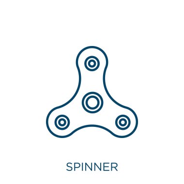 Döndürme simgesi. Beyaz arkaplanda izole edilmiş ince doğrusal spin ana hatları simgesi. Çizgi vektör döndürme işareti, ağ ve mobil sembolü