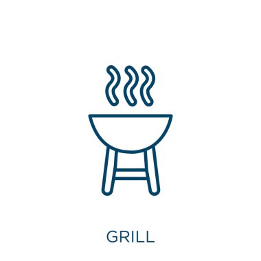 Izgara ikonu. Beyaz arkaplanda izole edilmiş ince doğrusal ızgara ana hatları simgesi. Satır vektör ızgara işareti, ağ ve mobil sembolü