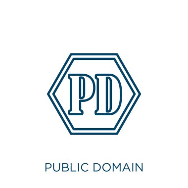 kamusal alan simgesi. Beyaz arkaplanda izole edilmiş ince doğrusal halka açık alan ana hatları simgesi. Satır vektörü kamu alanı işareti, ağ ve mobil simgesi