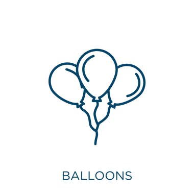 balon ikonu. İnce doğrusal balonlar beyaz arkaplanda izole edilmiş ana hatlar simgesi. Çizgi vektör balonları işareti, ağ ve mobil sembolü