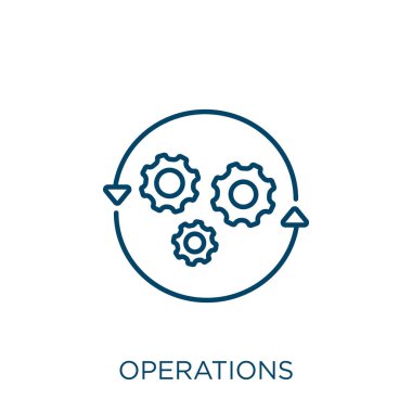 işlem simgesi. Beyaz arkaplanda izole edilmiş ince doğrusal işlemler ana hatları simgesi. Çizgi vektör işlemleri işareti, ağ ve mobil simgesi