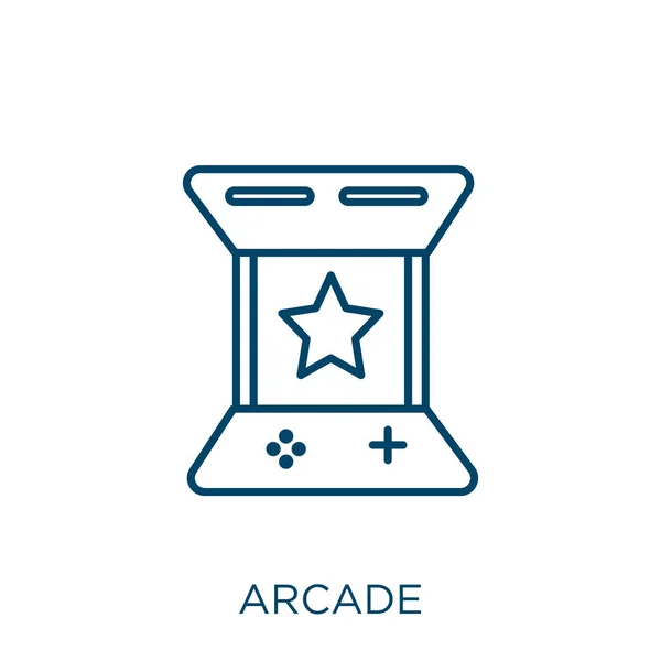 Arcade Symbol Dünne Lineare Arkadenumrisse Auf Weißem Hintergrund Isoliert Linienvektor — Stockvektor
